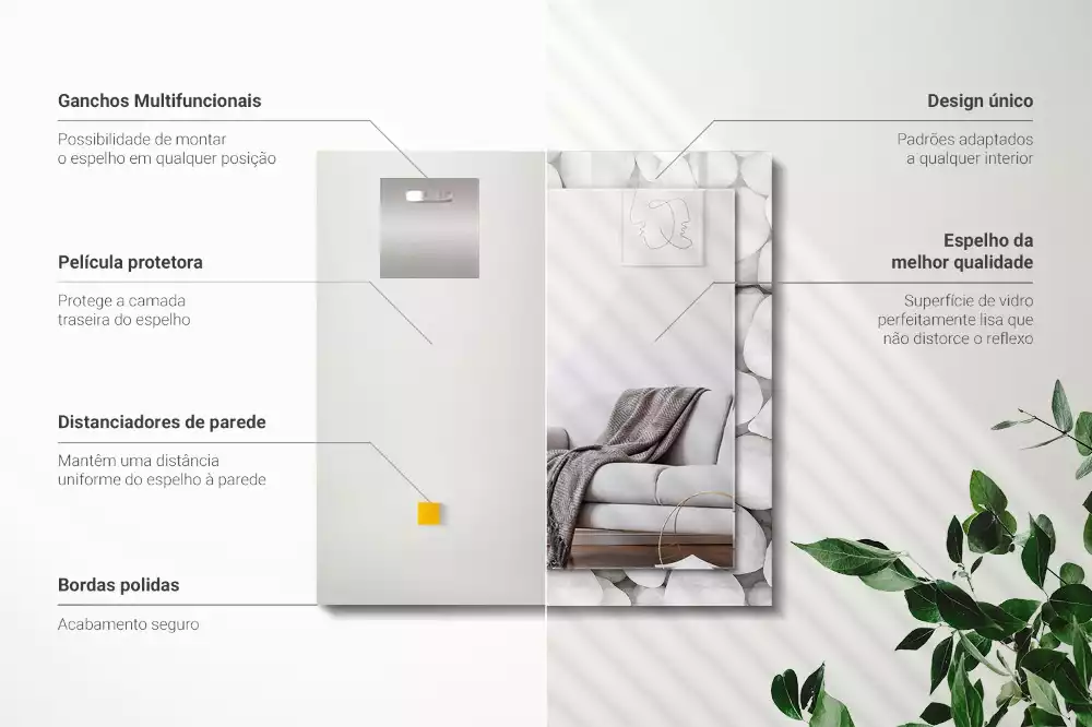 Espelho decorativo Pedras brancas lisas