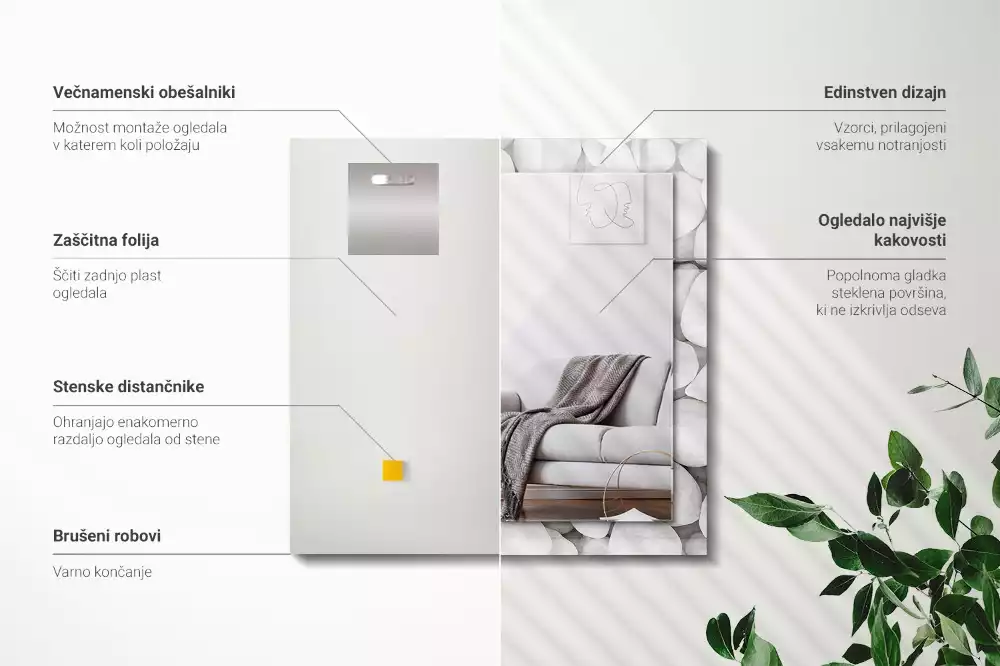 Espelho decorativo Pedras brancas lisas