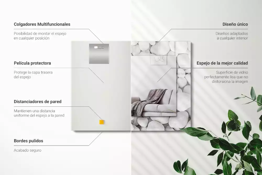 Espelho decorativo Pedras brancas lisas