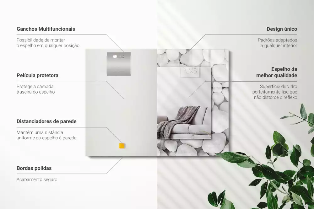 Espelho decorativo Pedras brancas lisas