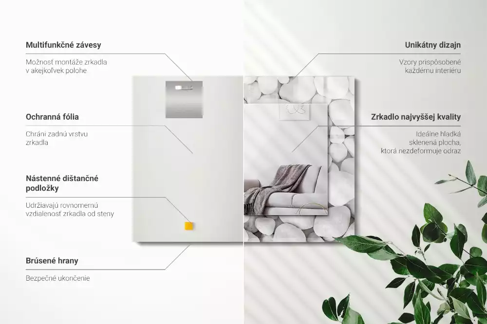 Espelho decorativo Pedras brancas lisas