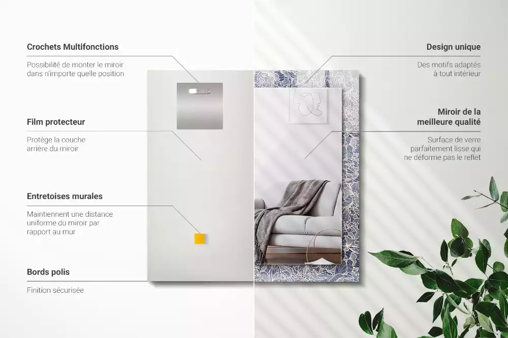 Espelho decorativo Padrão de tecido floral