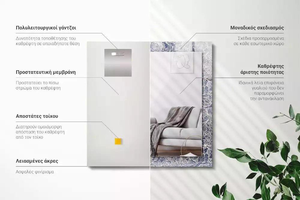 Espelho decorativo Padrão de tecido floral