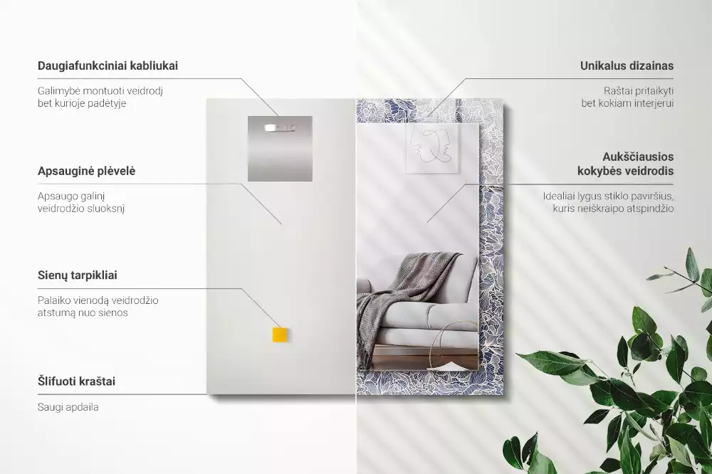 Espelho decorativo Padrão de tecido floral