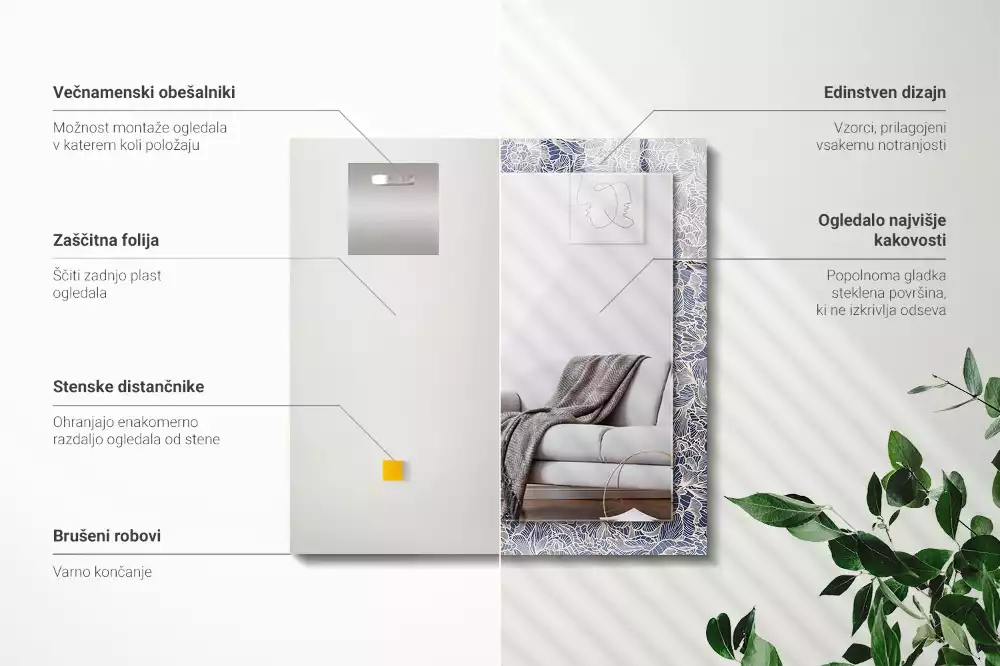 Espelho decorativo Padrão de tecido floral