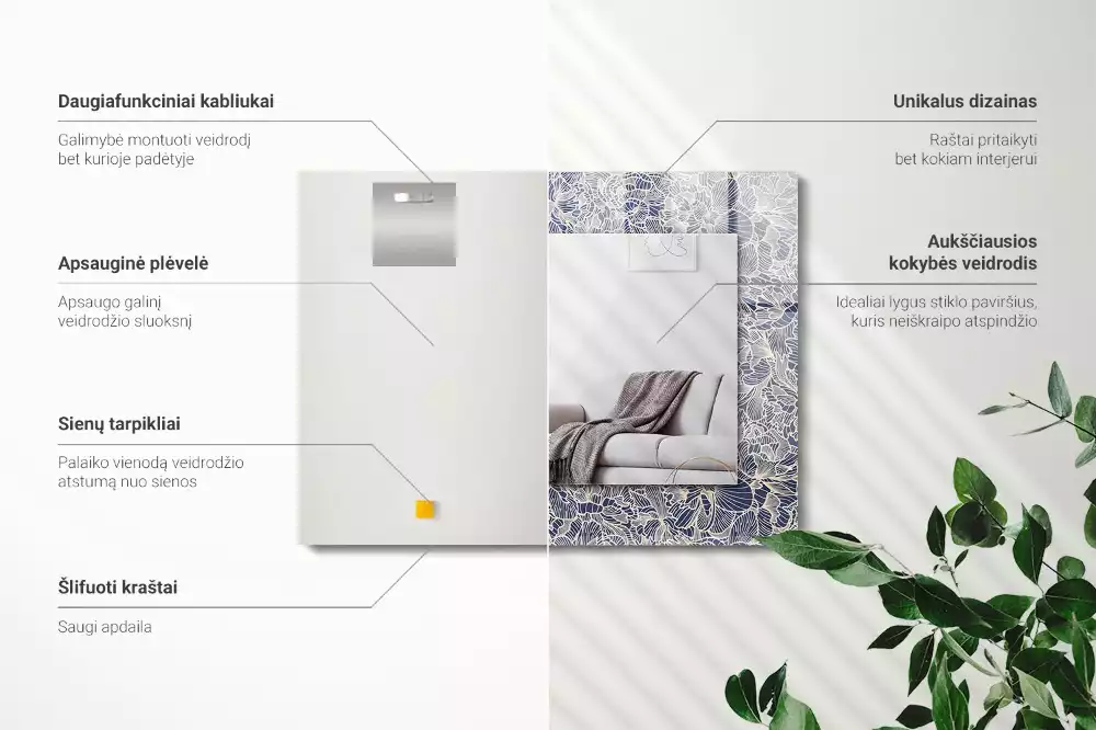 Espelho decorativo Padrão de tecido floral