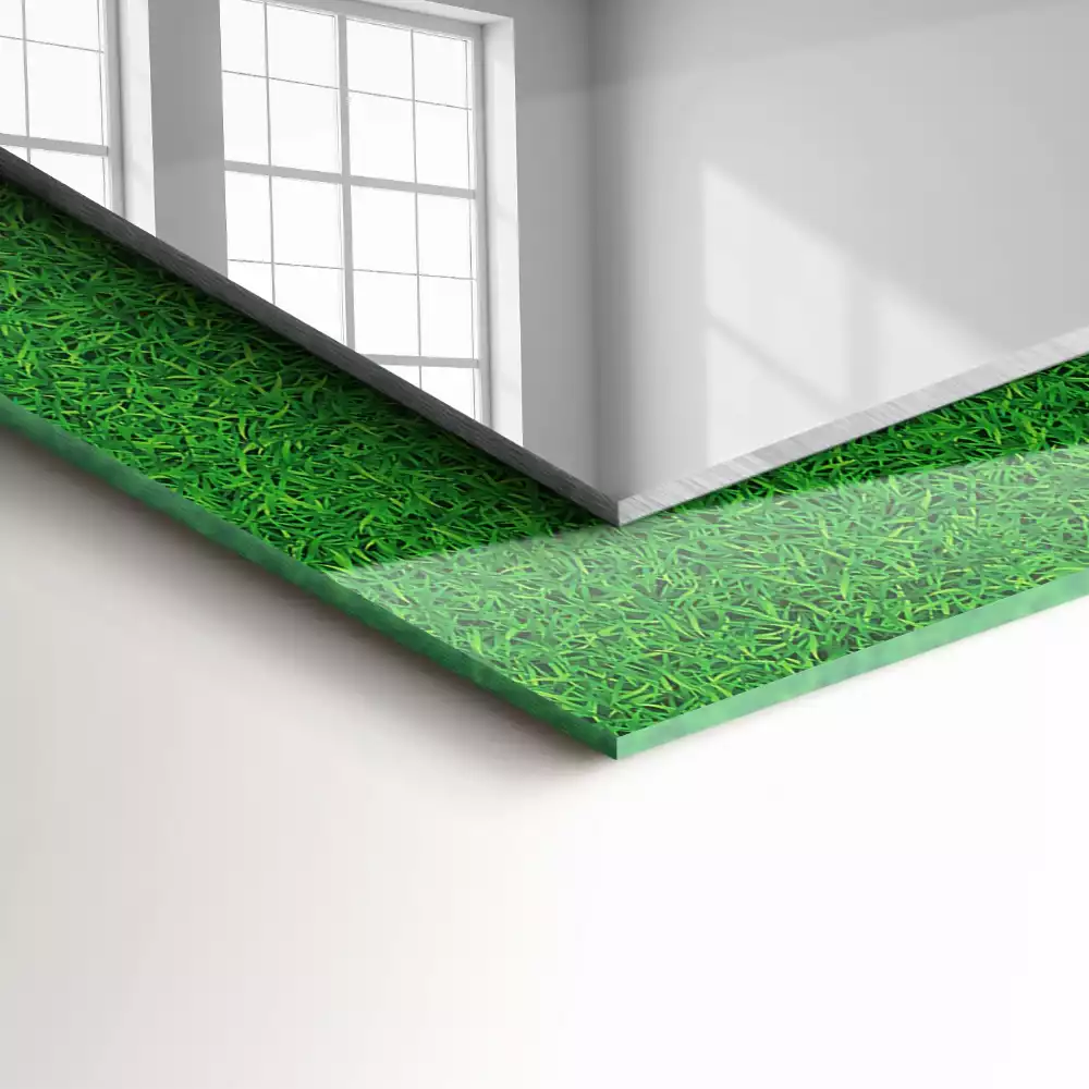 Espelho com moldura decorada grama verde