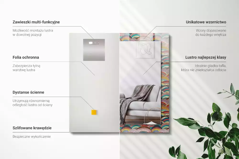 Espelho decorativo Ondas de arcos coloridos