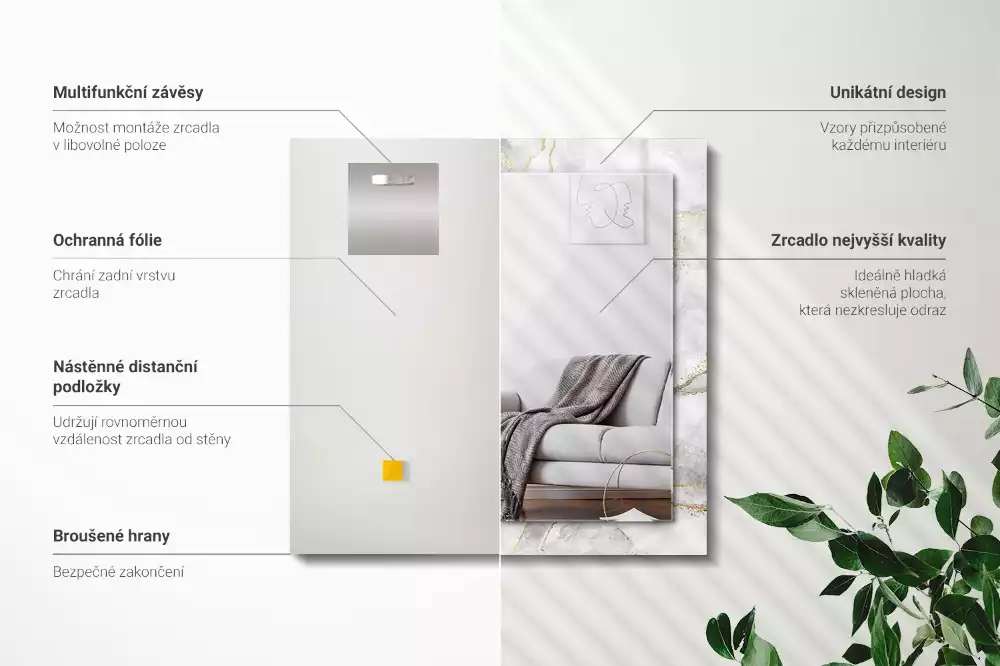 Espelho com moldura decorada Mármore veado