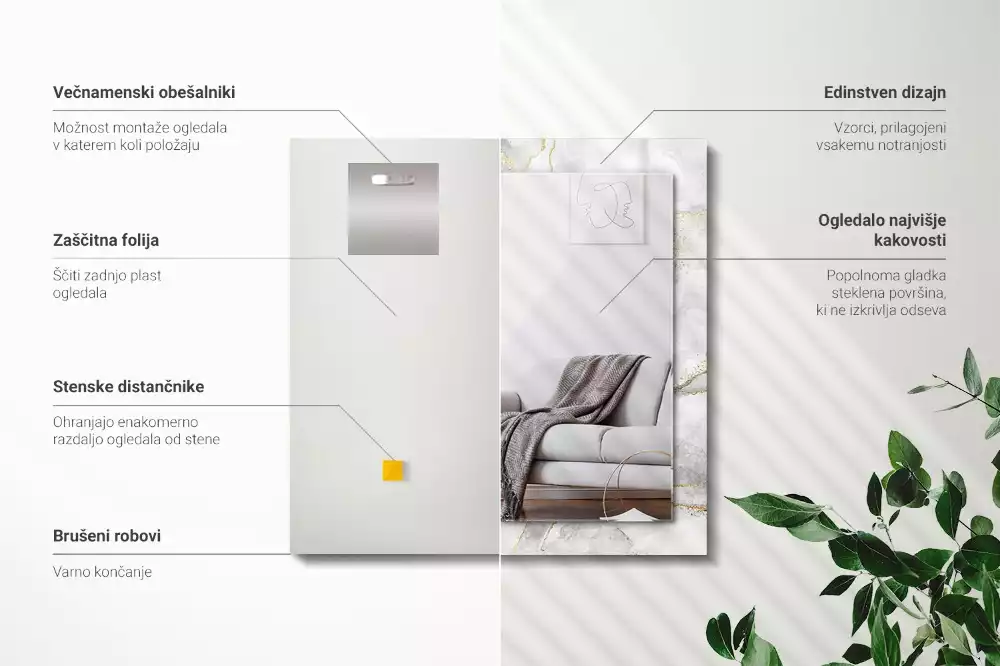 Espelho com moldura decorada Mármore veado