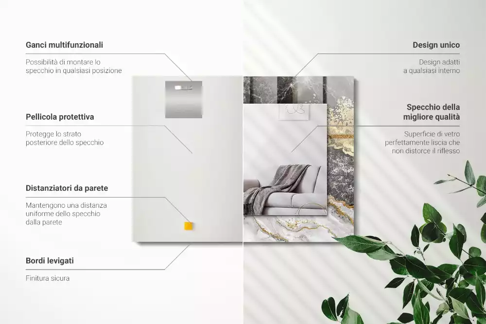 Espelho decorado Veios de mármore abstratos