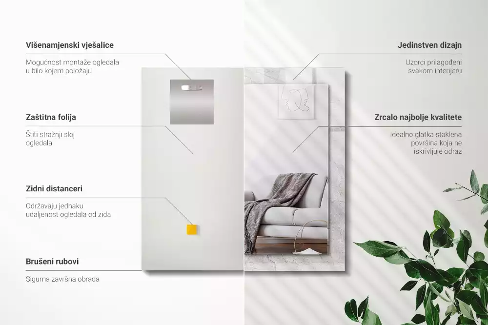 Espelho com moldura decorada Superfície de concreto rachada