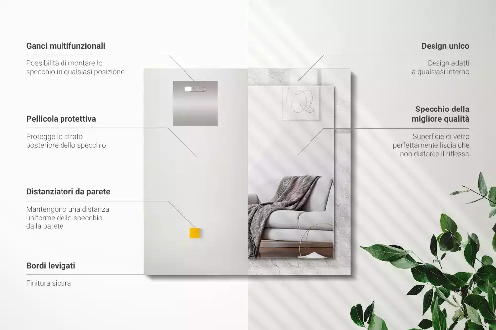 Espelho com moldura decorada Superfície de concreto rachada