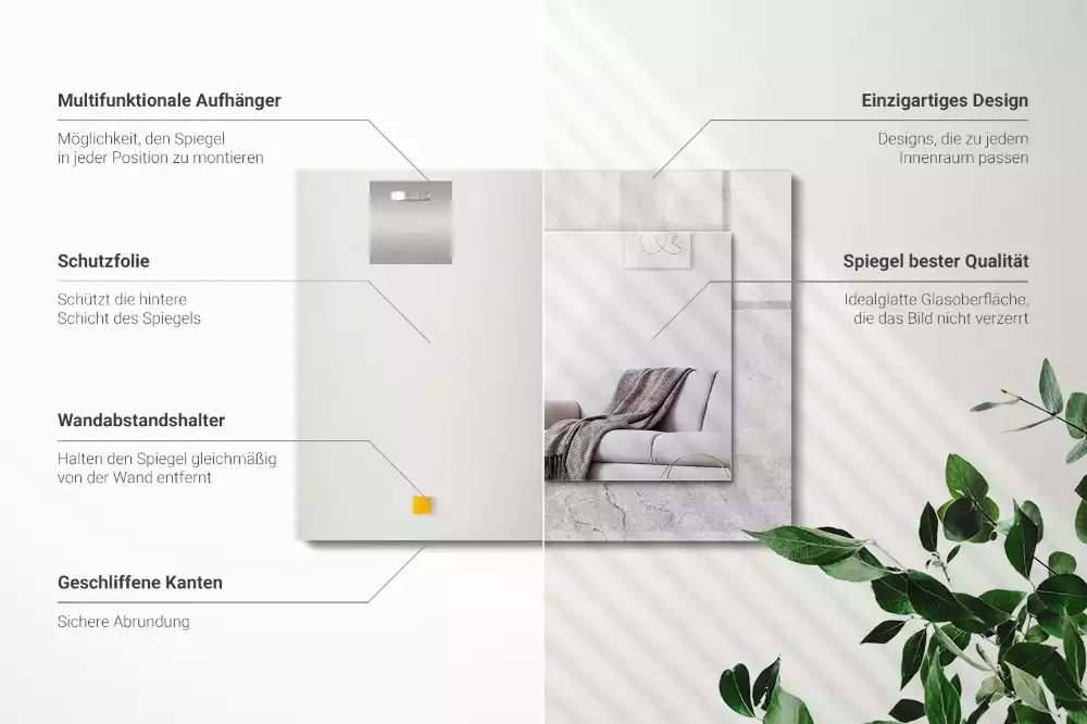 Espelho com moldura decorada Superfície de concreto rachada