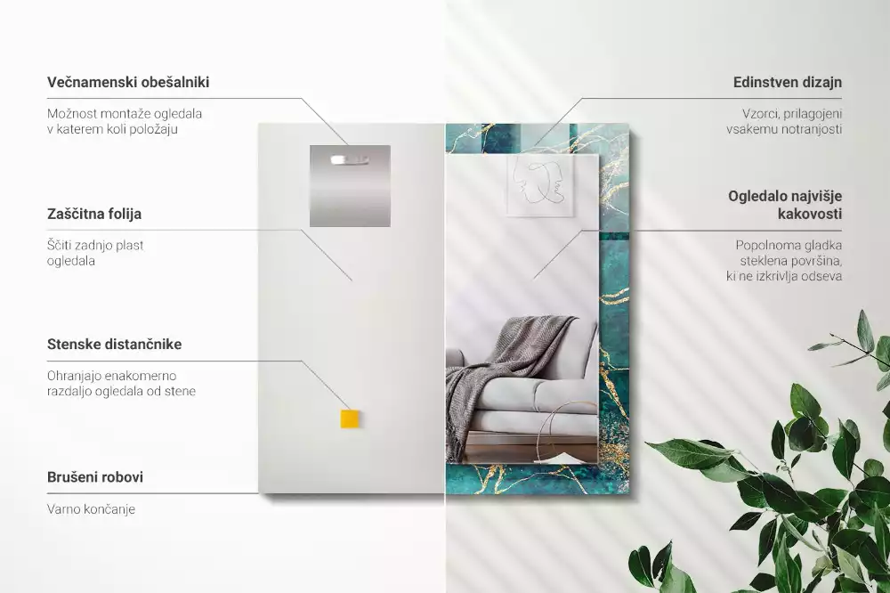 Espelho decorativo Mármore verde