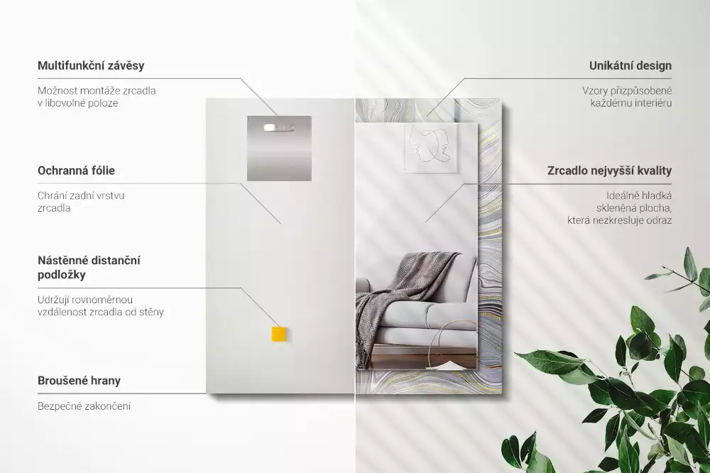 Espelho decorado Padrões abstratos de mármore