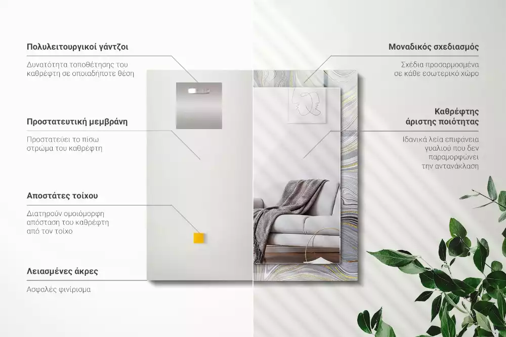 Espelho decorado Padrões abstratos de mármore