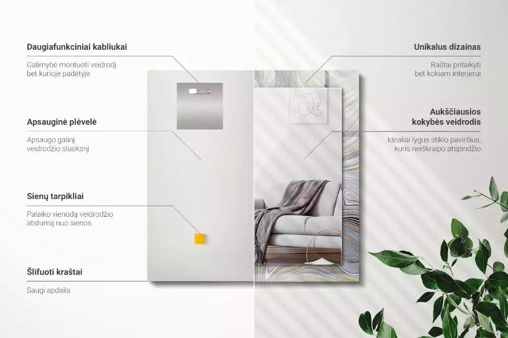 Espelho decorado Padrões abstratos de mármore