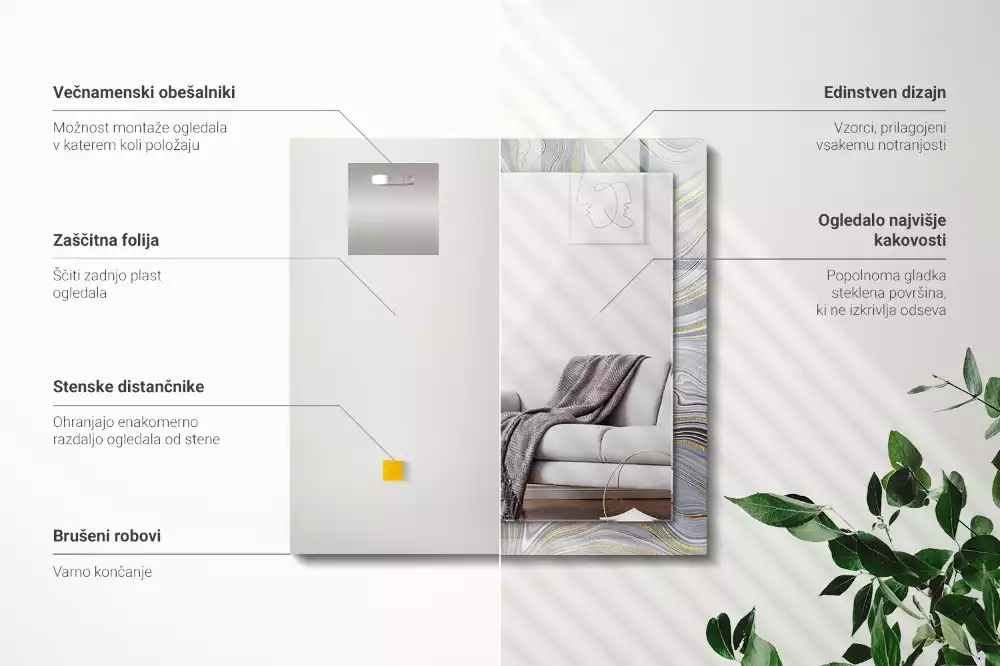 Espelho decorado Padrões abstratos de mármore