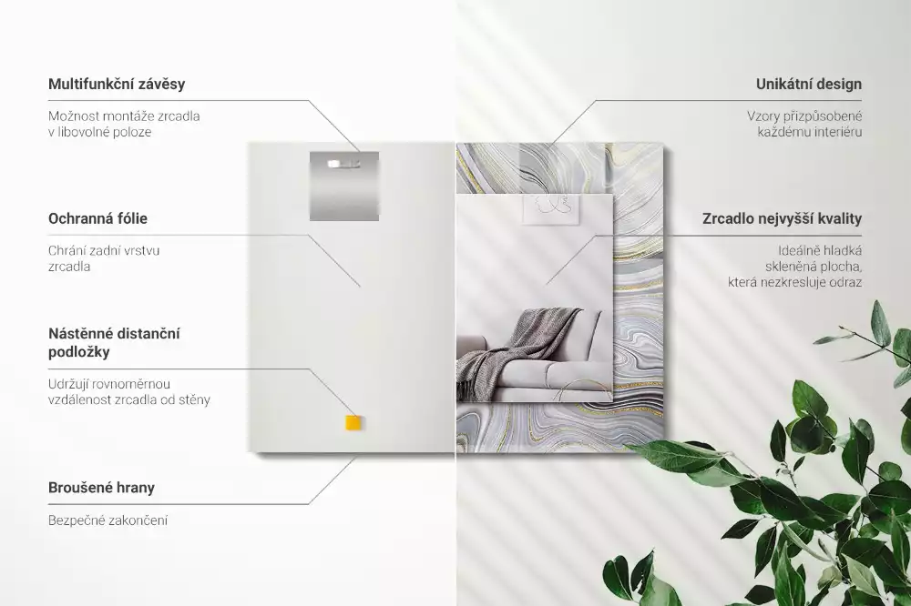 Espelho decorado Padrões abstratos de mármore