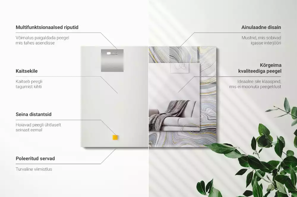 Espelho decorado Padrões abstratos de mármore