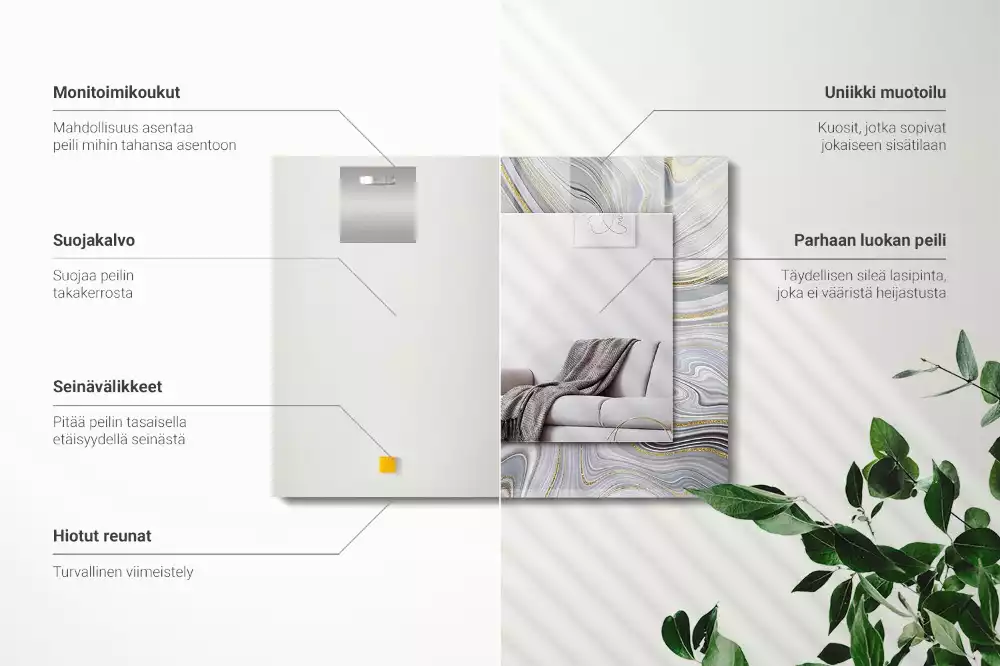 Espelho decorado Padrões abstratos de mármore