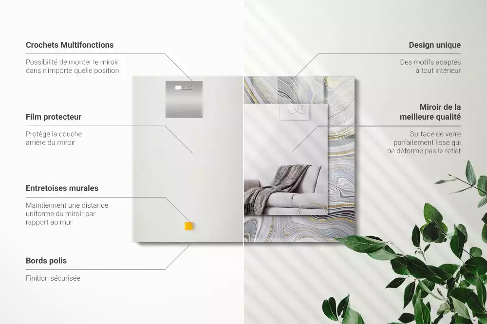 Espelho decorado Padrões abstratos de mármore