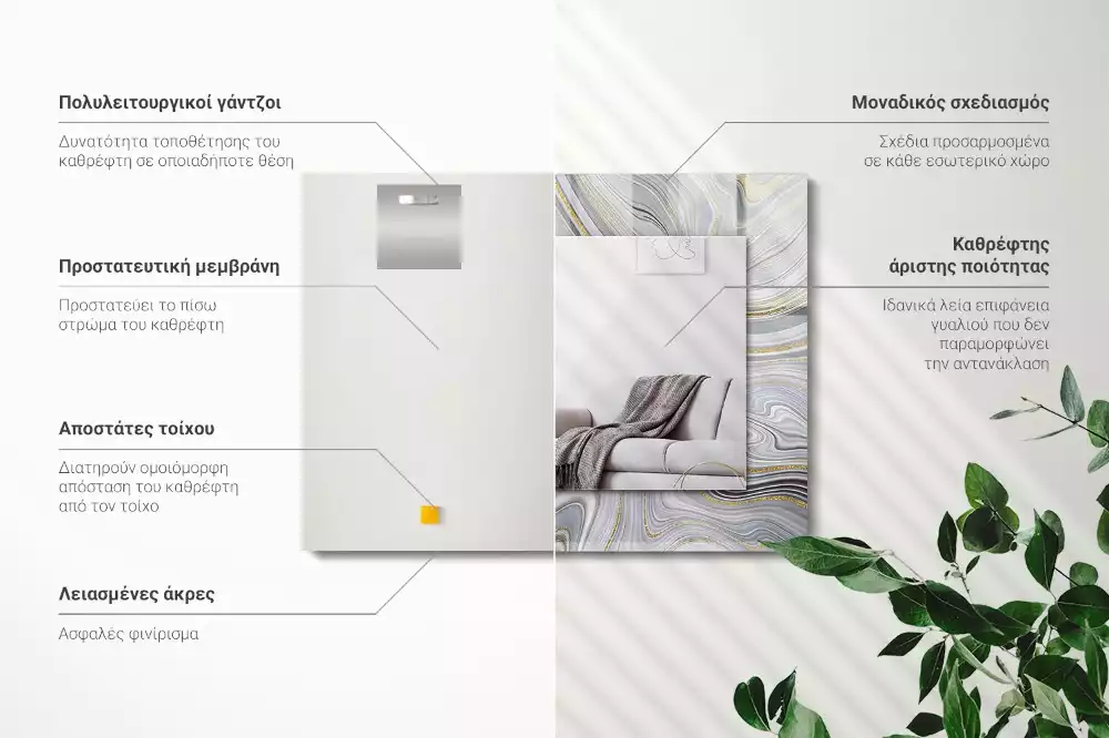 Espelho decorado Padrões abstratos de mármore