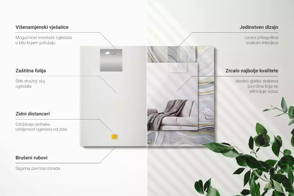 Espelho decorado Padrões abstratos de mármore