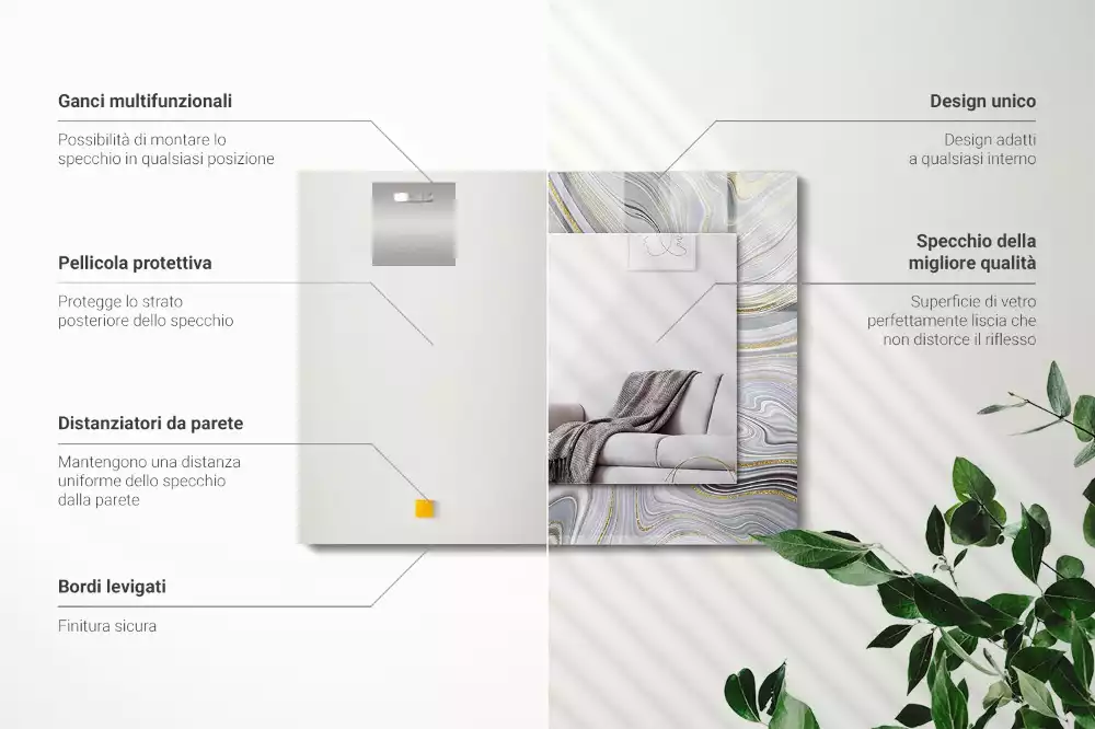 Espelho decorado Padrões abstratos de mármore