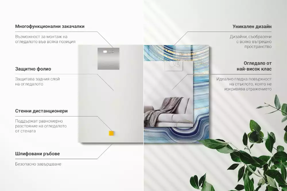 Espelho decorativo Ondas azuis abstratas