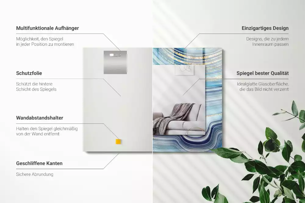 Espelho decorativo Ondas azuis abstratas