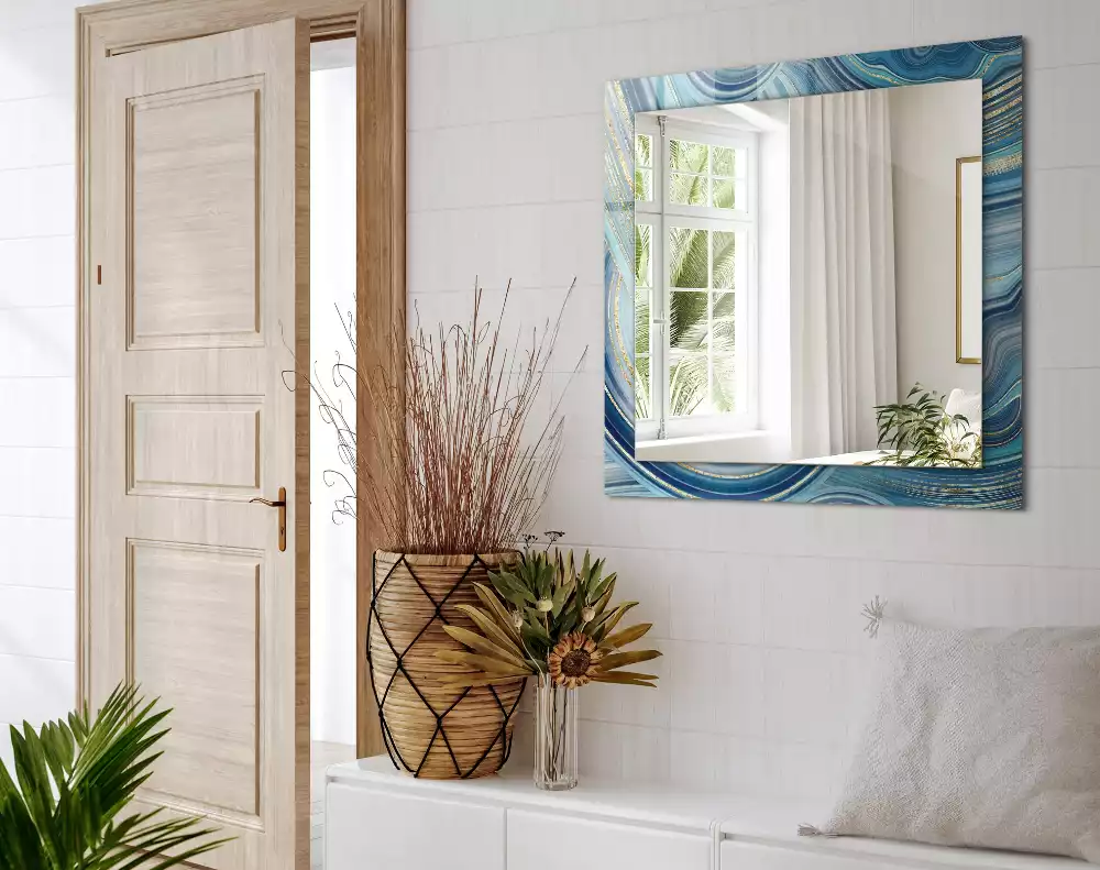 Espelho decorativo Ondas azuis abstratas