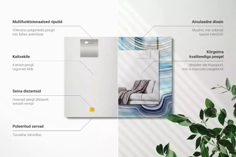 Espelho decorativo Ondas azuis abstratas