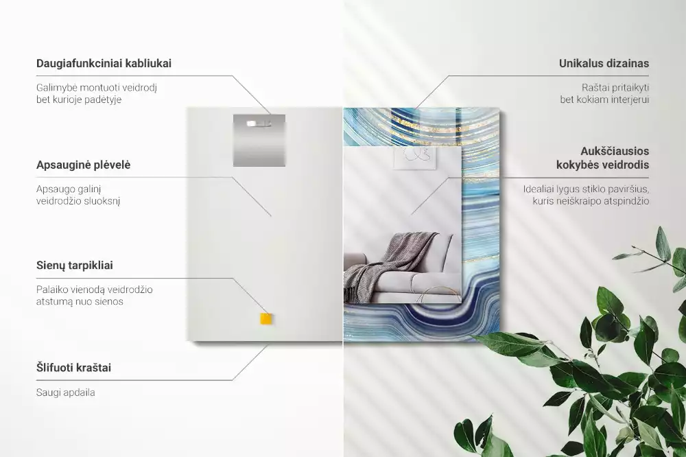 Espelho decorativo Ondas azuis abstratas