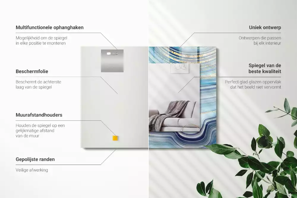 Espelho decorativo Ondas azuis abstratas