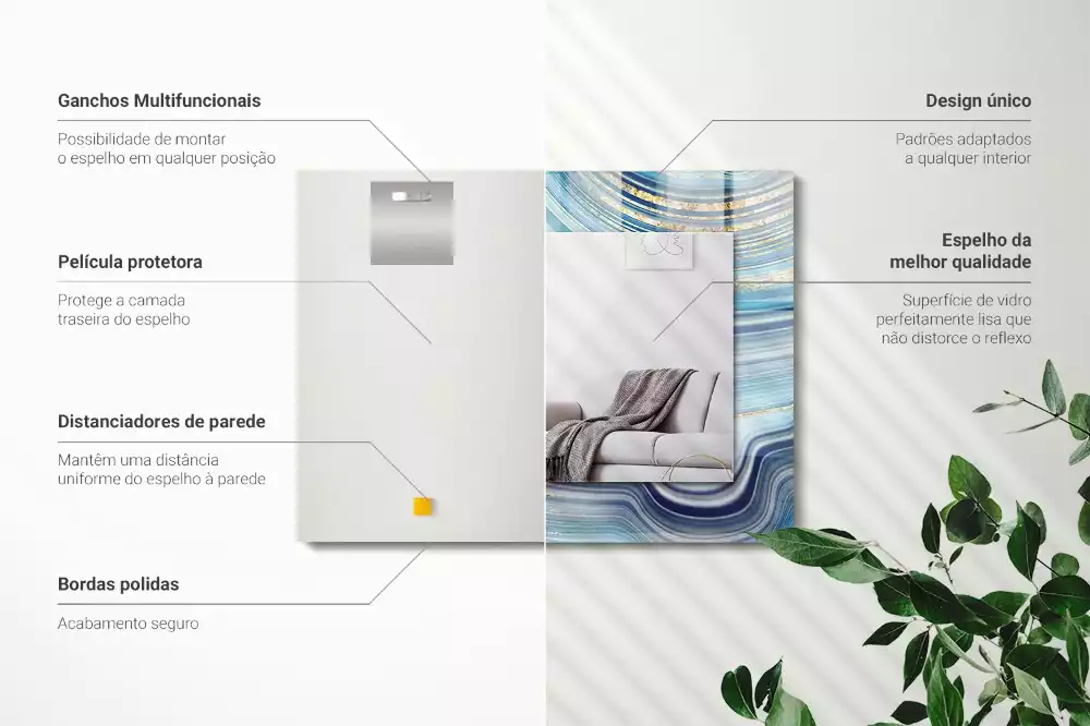 Espelho decorativo Ondas azuis abstratas