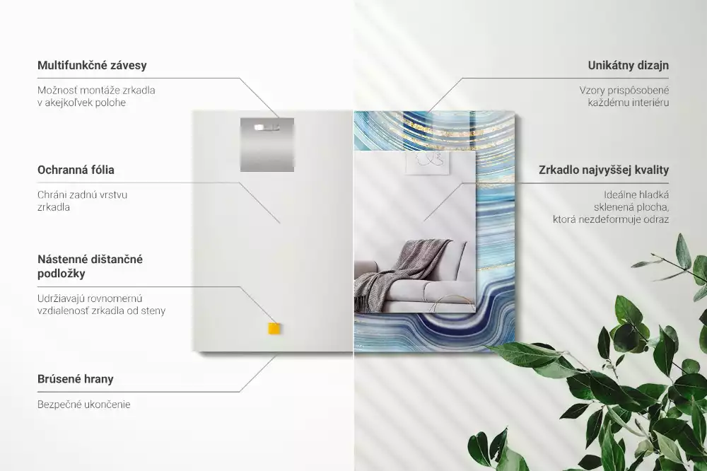 Espelho decorativo Ondas azuis abstratas