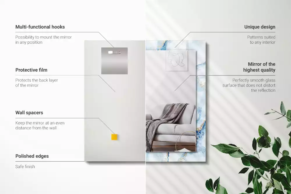 Espelho com moldura decorada Padrão abstrato de mármore