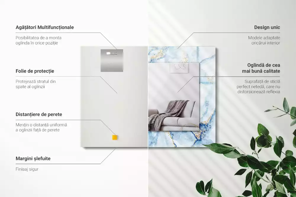 Espelho com moldura decorada Padrão abstrato de mármore