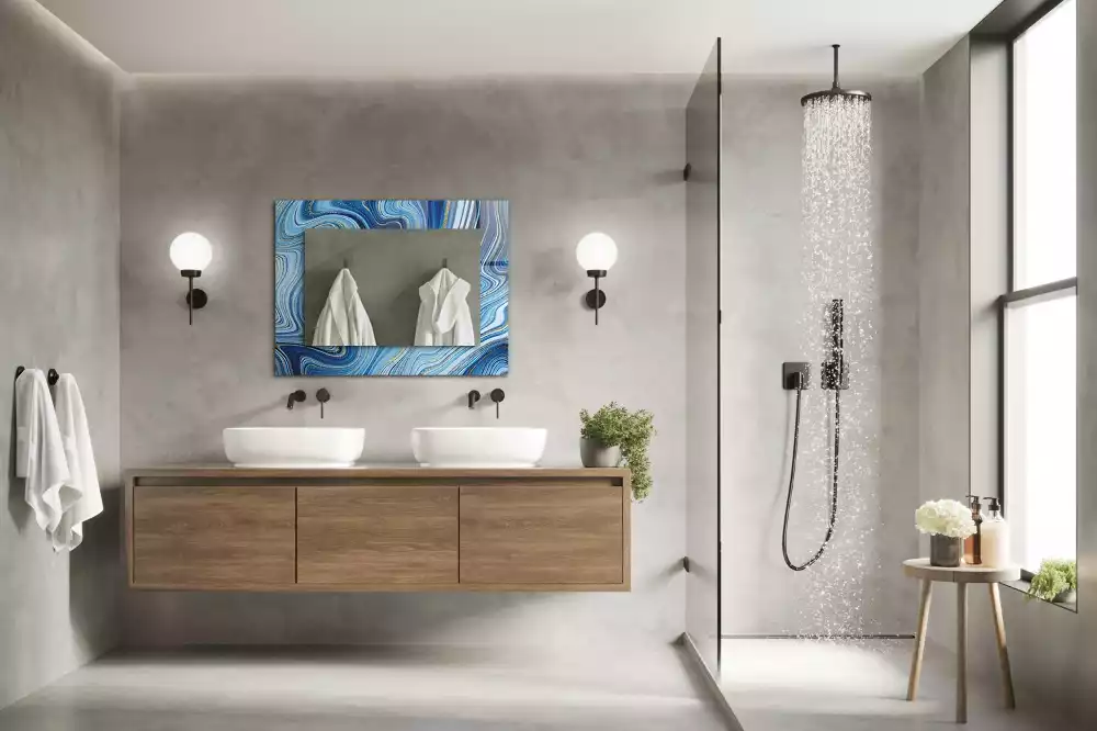 Espelho decorado Padrão azul abstrato