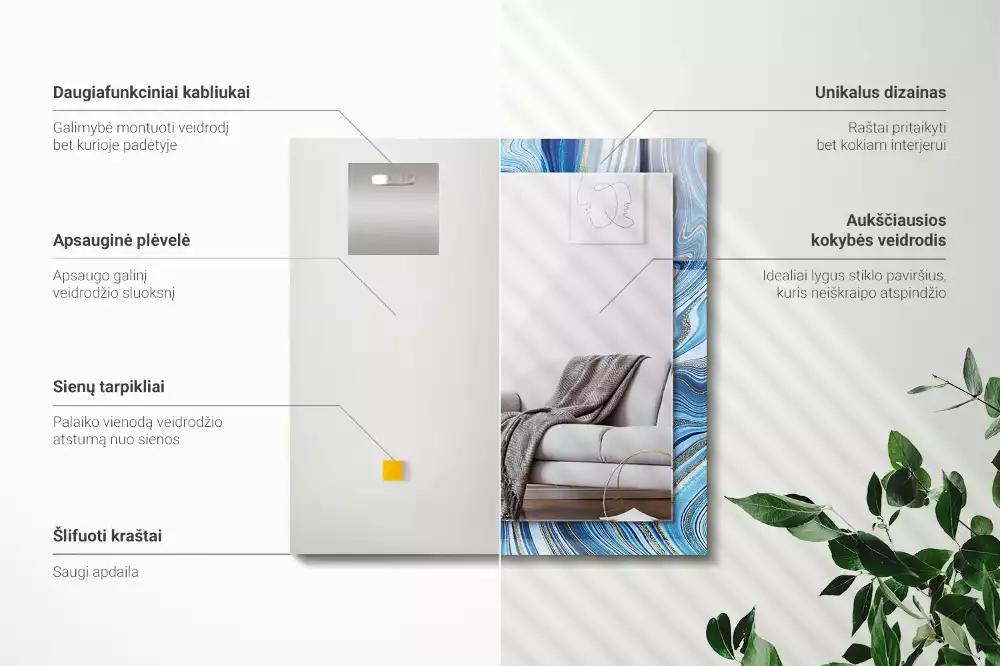 Espelho decorado Padrão azul abstrato