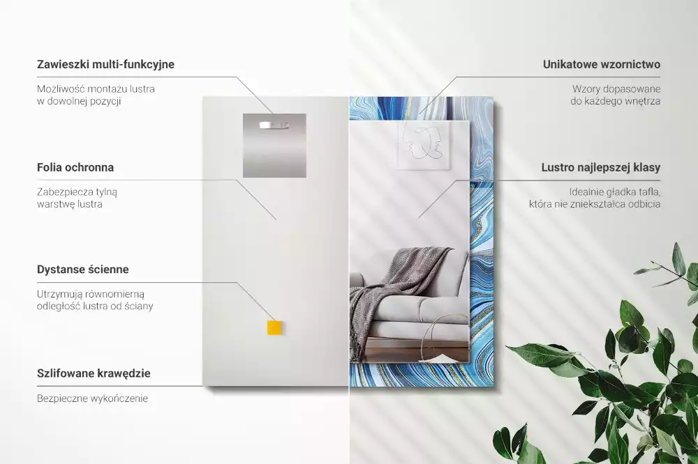 Espelho decorado Padrão azul abstrato