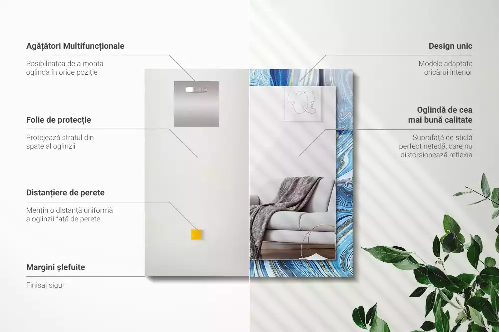 Espelho decorado Padrão azul abstrato