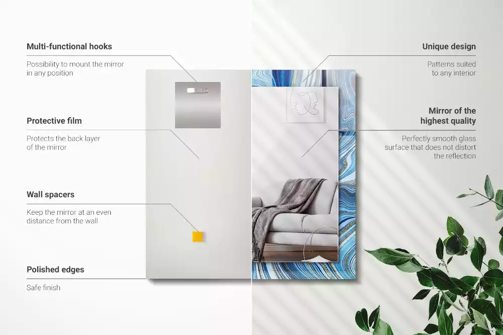 Espelho decorado Padrão azul abstrato