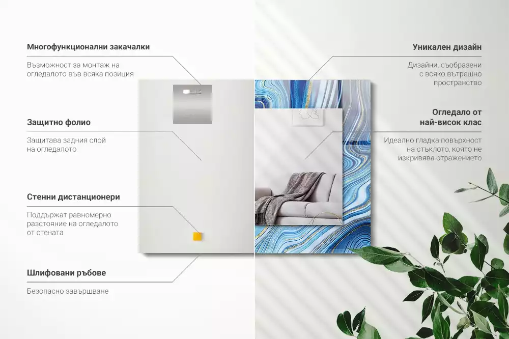 Espelho decorado Padrão azul abstrato