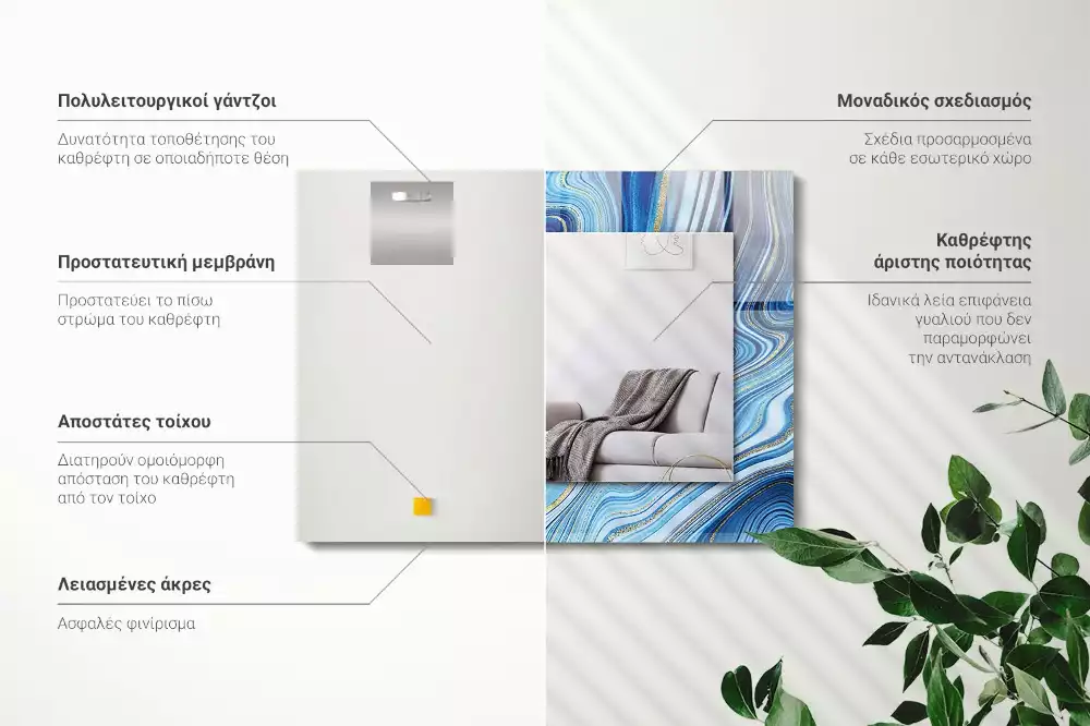 Espelho decorado Padrão azul abstrato