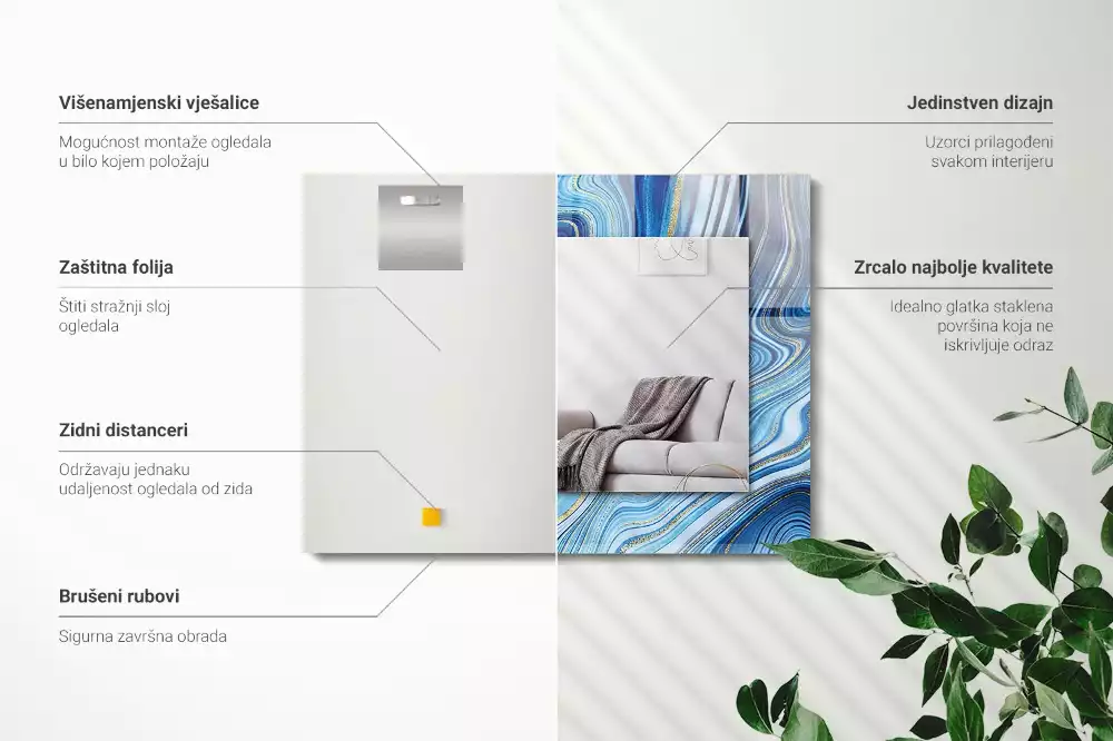 Espelho decorado Padrão azul abstrato