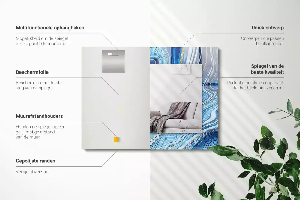 Espelho decorado Padrão azul abstrato