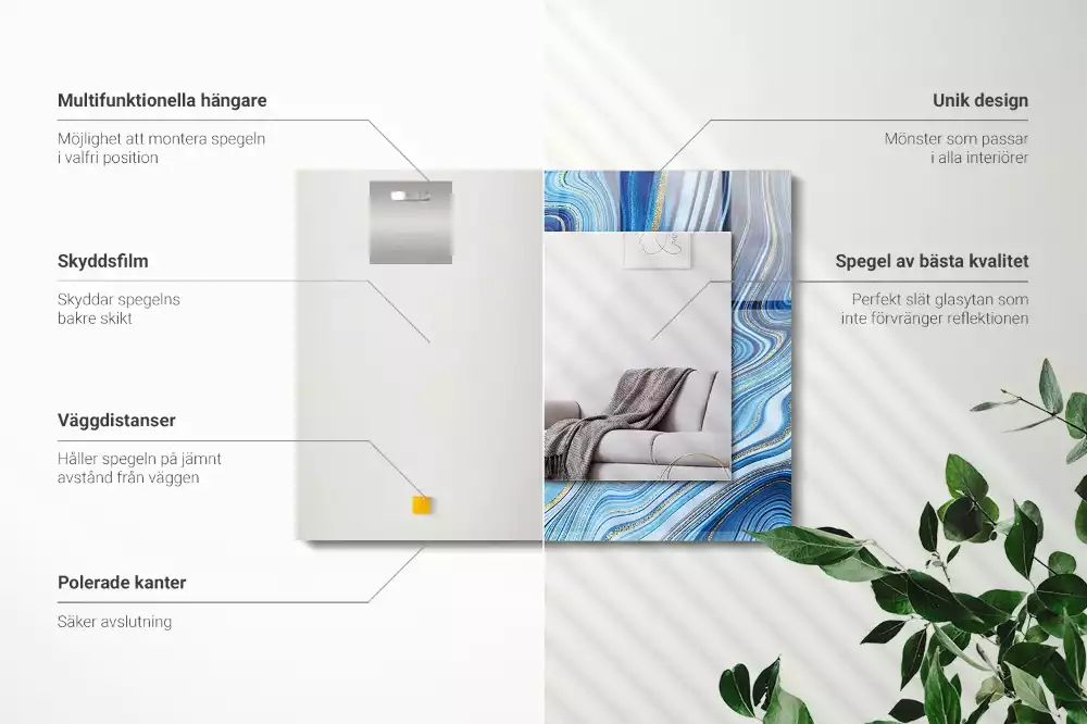 Espelho decorado Padrão azul abstrato